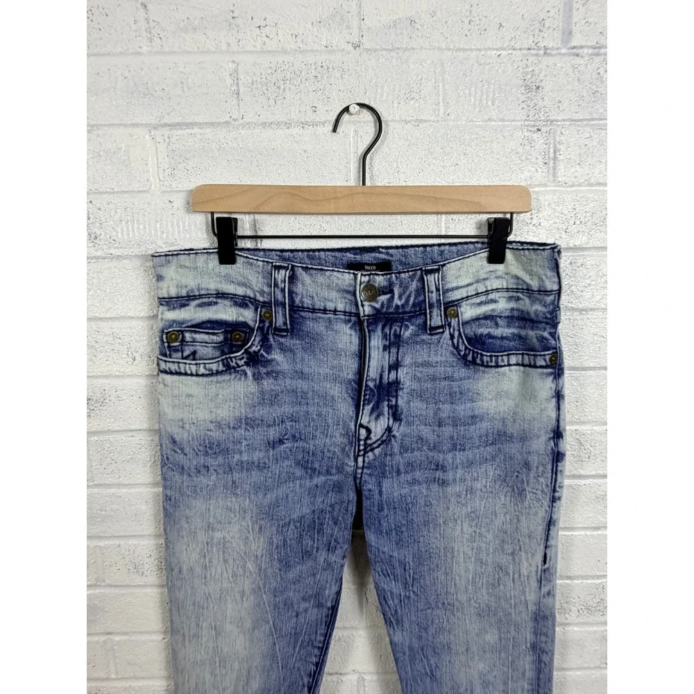 True Religion Rocco Relaxed Skinny Jeans Mend 33 Blue Acid Wash Denim